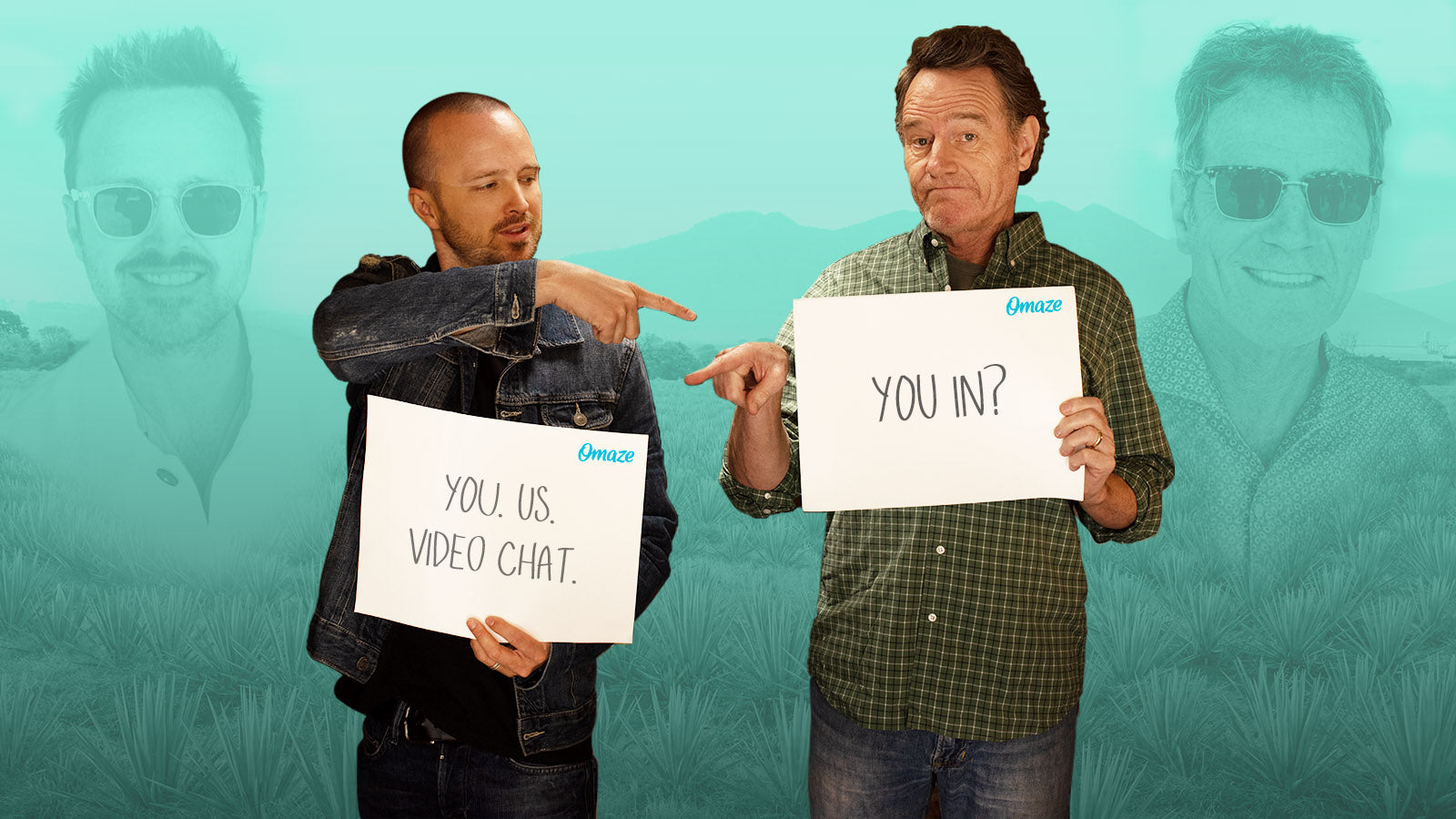 Win a Virtual Hang Out with Aaron Paul \u0026 Bryan Cranston, image size:1600x900