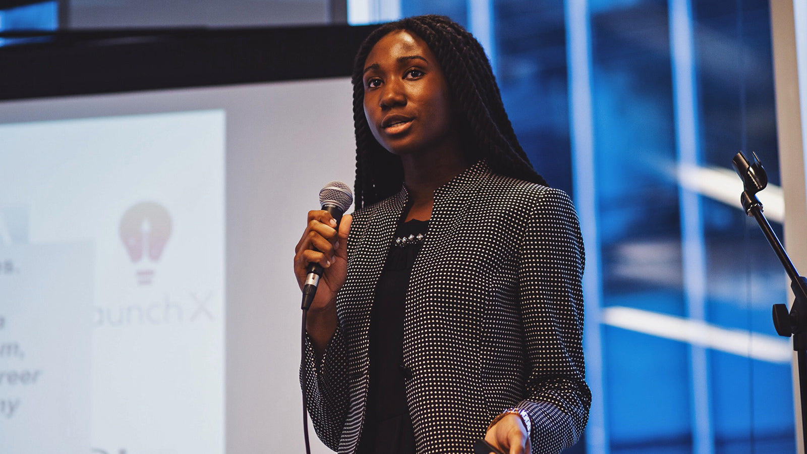 A recipient of Black Girl Ventures funding makes a presentation