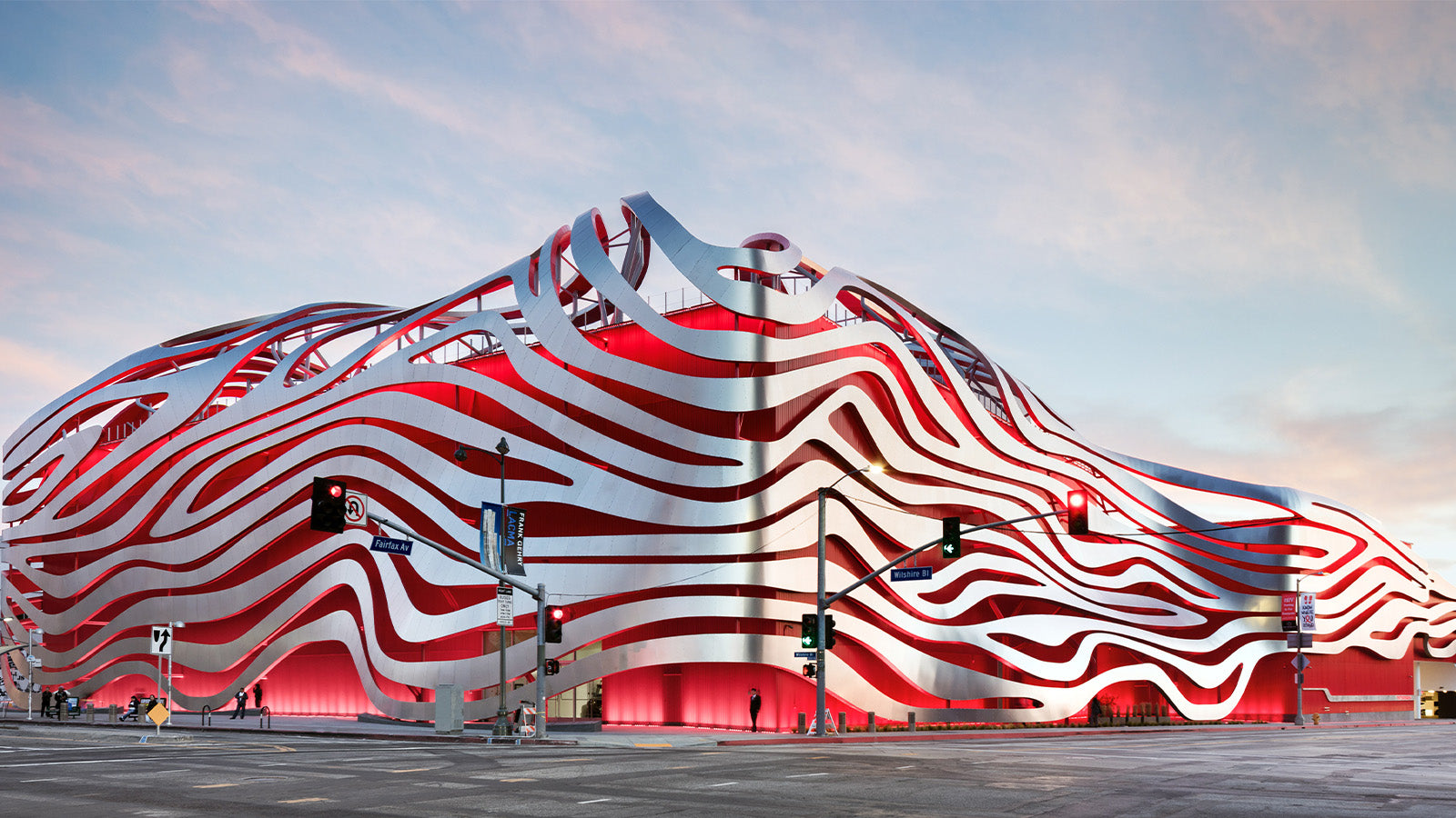 The Petersen Automative Museum exterior in Los Angeles.