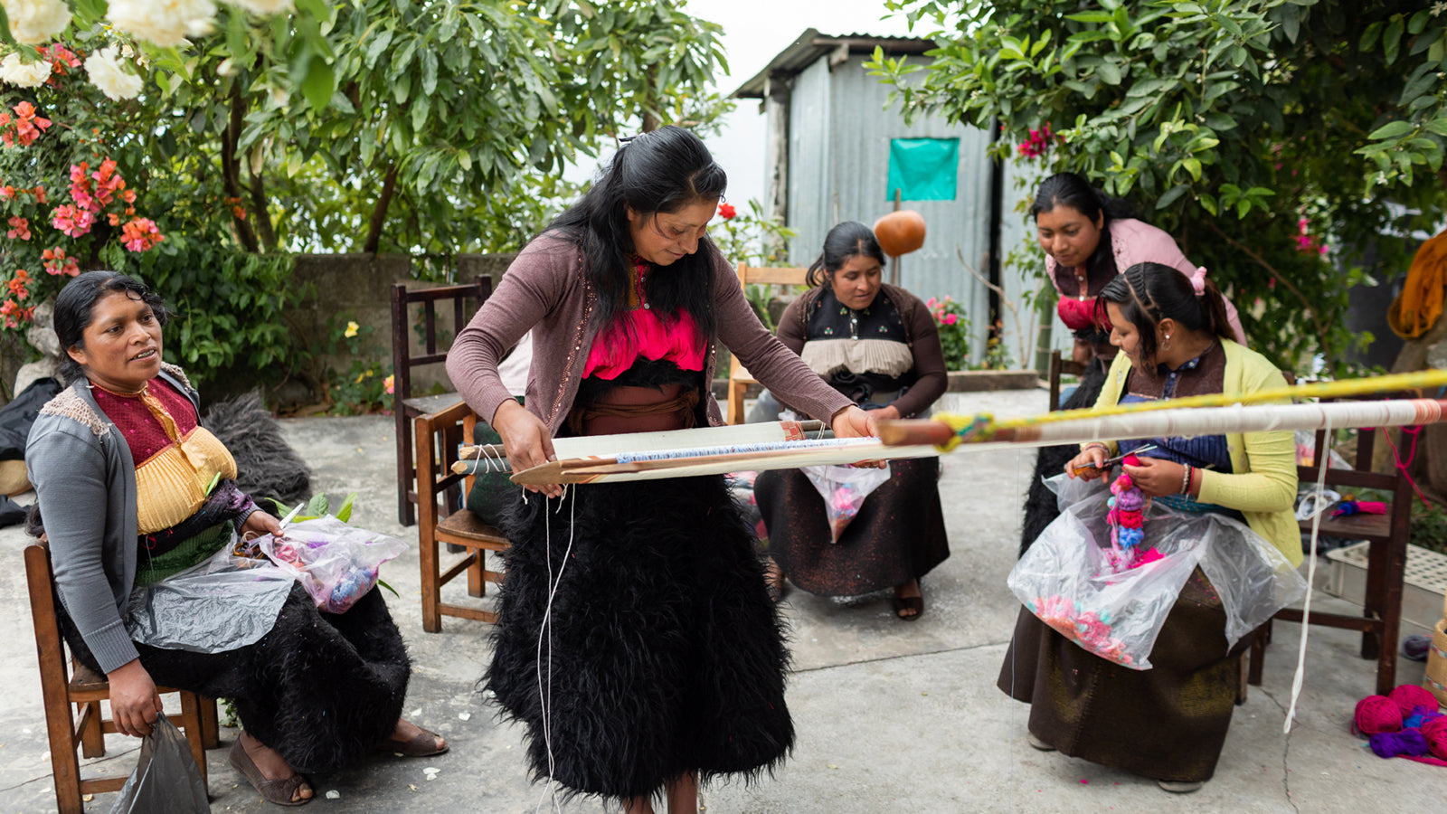 A group of women creating an artisan-made product in Mexico